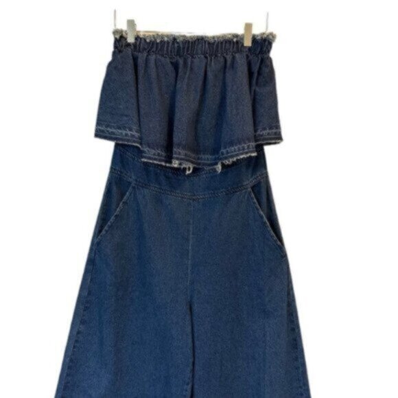 Anthropologie | Women's Blue Hei Hei Denim Strapless Romper Size Medium - Picture 7 of 15